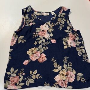 Judith Hart Navy Floral 100%‎ Silk Top